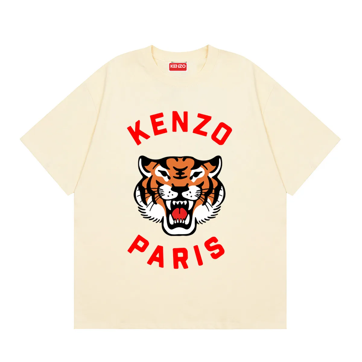 KENZO 24 new spring and summer new products for men and women Same Style tiger head pattern casual T-shirt Color: Black Apricot White Tibetan Blue Size: M L XL XXL Three standards available Style number: K 87